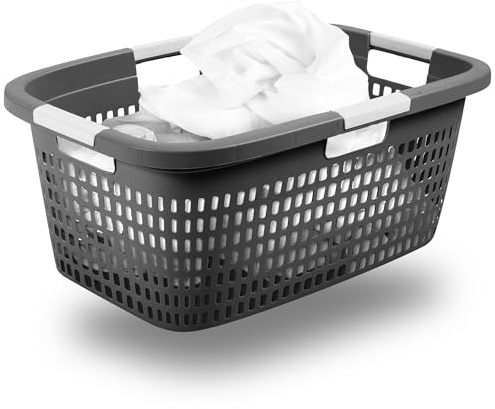 Novaliv Wäschekorb mit 4 Griffen 40L Anthrazit, Wäschebox Set Wäscheeimer Wäschebehälter für Bad Wäsche Schmutzwäsche, Wäschekörbe Laundry Basket Aufbewahrung Wäschetonne Korb Sammler Box