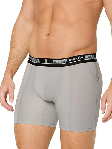 Endast de långa boxershortsen i bomull för män som andas, flexibla kalsonger utan skärande elastiskt midjeband (storlek M – XXL), GRÅ, M