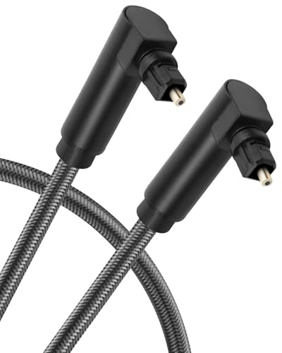 RIIEYOCA 90 graders optisk kabel för soundbar till TV, dubbel rätvinklig Toslinkkontakt digital optisk ljudkabel för hemmabio, stereosystem (1 m/3,3 fot)