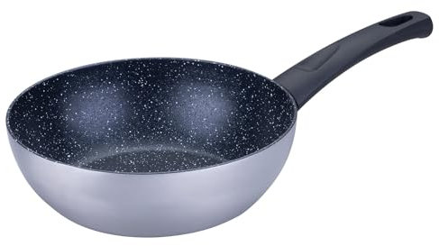 FACKELMANN Padella per wok Essential Crisp, Ø 20 cm, in alluminio riciclato con rivestimento antiaderente in ceramica, perfetta per pasta, verdure e riso