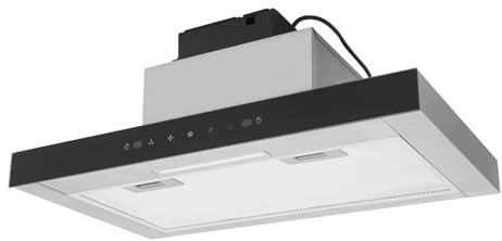 Dunstabzugshaube 60cm Unterbau Abzugshaube 60cm Umluft Dunstabzugshaube Abluft Unterbauhaube Edelstahl Leiser 595m³/h-3-Leistungsstufen 120W Touchscreen LED-Display Beleuchtung Fettfilter Glas-Blende