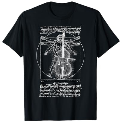 Contrebasse Bassiste Vitruvian Man Leonardo Da Vinci Musicien T-Shirt