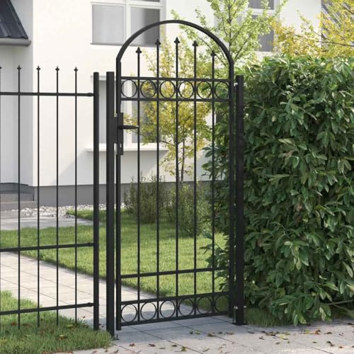 Abri de jardin en métal, acier thermolaqué, porte d'entrée latérale avec système de verrouillage, portail double grillage 105 x 204 cm pour jardin, cour et terrasse, couleur : noir
