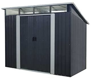 Générique Abri de Jardin en métal 4,59m² - 2 Portes coulissantes - Gris Anthracite