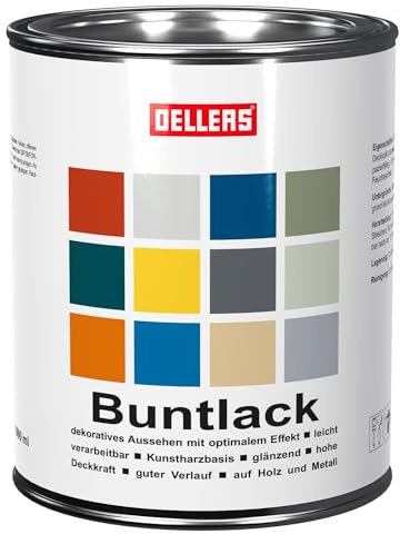 OELLERS Buntlack, 1 Liter, RAL 8011 Nussbraun, innovative Farbtöne, Metallfarbe für kreative Trends auf Holz und Metall, leichte Verarbeitung, wunderschöne Farbgestaltung mit Rostschutzfarbe