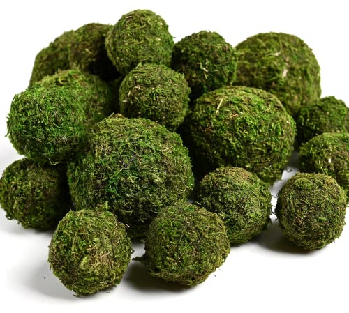 Usmola 18pcs Fake Moss Balls, 6pcs 3.2 Faux Green Balls + 12pcs 2 Artificial Moss Decorative Balls for Centerpiece Bowls (Fresh Green)