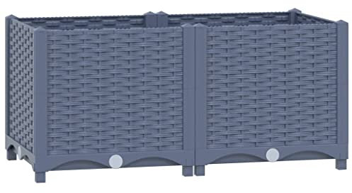 vidaXL Hochbeet Blumenkasten Gemüsebeet Pflanzbeet Blumenbeet Pflanzkasten Blumenkübel Pflanzkübel Kräuterbeet 80x40x38cm Polypropylen