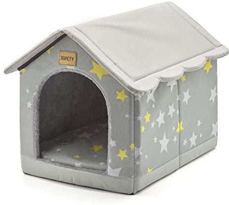 Jiupety Gemütliches Haustierbett, für drinnen und draußen, Größe L für Katzen und mittelgroße Hunde, warme Höhle, Schlafnest für Katzen und Hunde, Grau