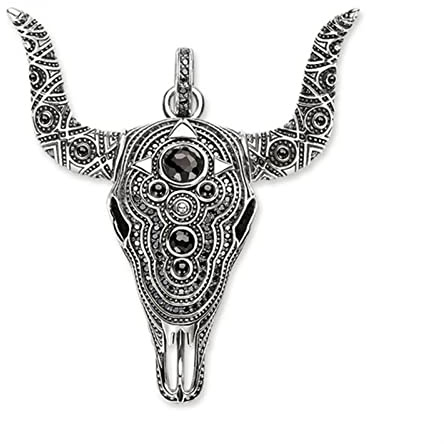 FNSK Colgante Cabeza De Toro Ennegrecida, Accesorios De Collar De Joyería Colgante De Plata De Ley 925 Regalo For Mujeres Y Hombres