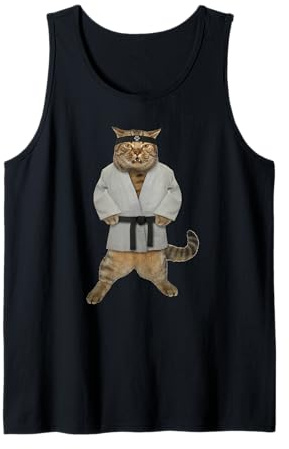 Funny cat in karate suit Tank Top