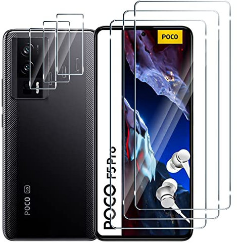 Lutree 3+3 Piezas Protector de Pantalla para Xiaomi Poco F5 Pro Cristal Templado con Protector de Lente de Cámara,Dureza 9H Anti-Arañazos Libre de Burbujas Fácil de Instalar Cristal Templado