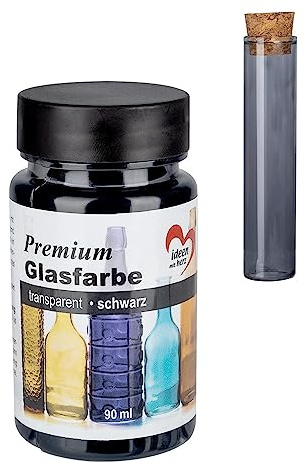 Ideen mit Herz Pintura para cristal, transparente, resistente al agua, 90 ml (negro)