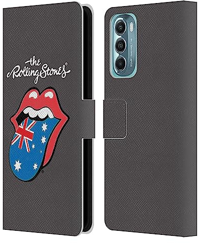 Head Case Designs Officially Licensed The Rolling Stones Australia International Licks 1 Leather Wallet Case Compatible with Motorola Moto G Stylus 5G (2022)