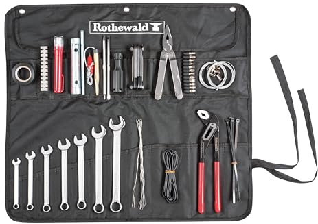 Rothewald Bordwerkzeug Motorrad, 51-Teilig, Metrisch, Umfrangreiches Motorrad Werkzeug Set mit Ringmaul- und Innensechskantschlüsseln, Werkzeugrolle Motorrad für Tourenfahrer