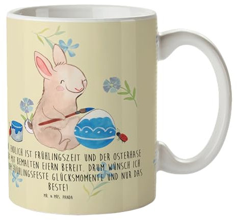 Mr. & Mrs. Panda Kindertasse Hase Marienkäfer - Ostergeschenke, Osterdeko, Geschenk, Bruchsichere Tasse, Plastiktasse, Eier bemalen, Kinderbecher,