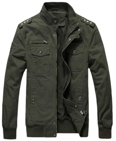 Generisch Veste militaire légère pour homme - Veste mi-saison - Veste de l'armée allemande - Veste vintage - Veste d'extérieur - Manteau court - Blouson en coton - Veste d'automne - Veste de terrain
