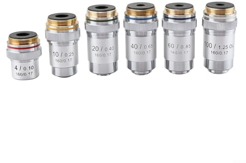 Yuanpgky Objectif de microscope achromatique 4 x 20 x 40 x 60 x 100 x S pour microscopes biologiques avec verre de 0,17 mm et filetage RMS (40X)