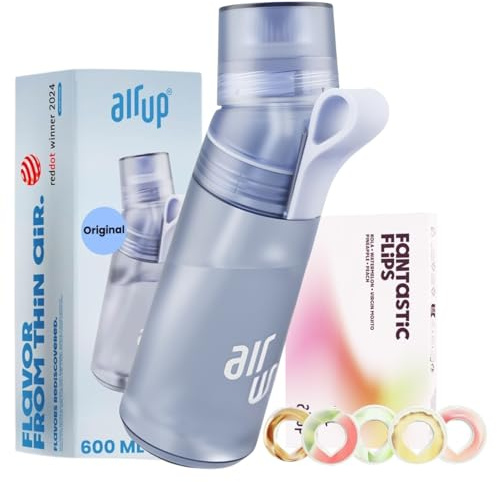 AIR UP water bottle Twist Pro Blueberry original starter set with pods in 5 flavours I 600ml water bottle with sugar-free flavouring I dishwasher-safe, BPA-free I Blue