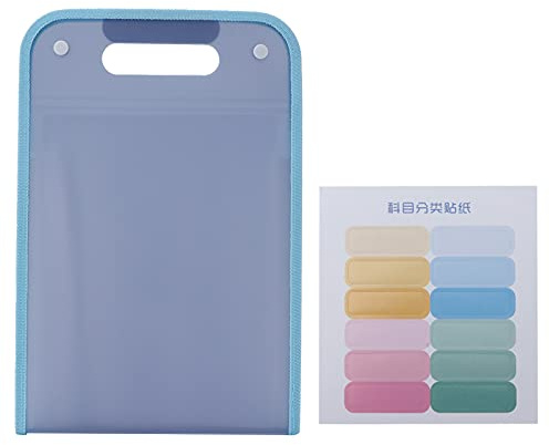 YIZISECCE Organizador de documentos, para suministros de oficina, robusta carpeta de tapa dura, carpeta de archivos de gran capacidad, índice de pestaña de giro rápido, asa de (Azul claro de las