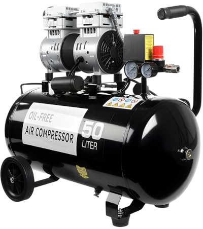 50L Air Compressor, Oil Free, 80L/Min, 1HP/900w, 116psi/8bar, 230V 50Hz, Low Noise, Lightweight, Portable Air Compressor, for Tire Pumping, Car Grooming, Home Spray-Painting, Nailing, DIY, Workshop.