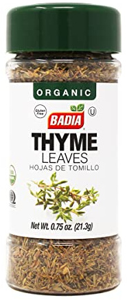 Badia Organic Thyme Leaves, 0.75 oz – Aromatic Herb for Soups, Stews, Meats, & Vegetables