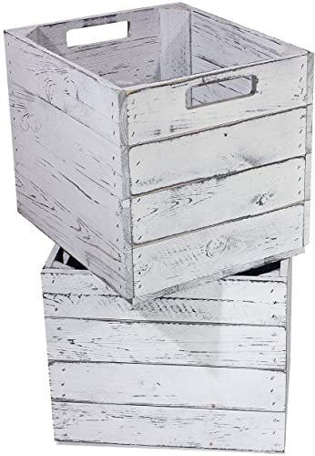 Vintage-Möbel24 GmbH 8 Holzkisten grau für Kallax Regale 33x37,5x32,5cm - Rustikale Holzkiste als Wandregal Küchenregal Badregal Gewürzregal Regal Kistenregal Obstkistenregal - rustikale Obstkiste