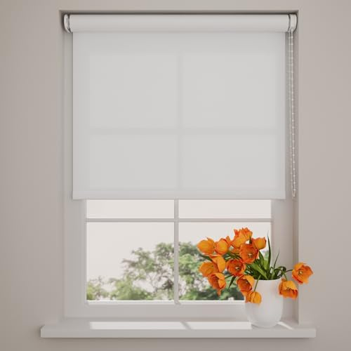 DTCH® Lichtdurchlässiges Rollo 240 x 190 cm Helles Weiß - Größen von 40 bis 240 Breite, Ohne Bohren Möglich, Wandmontage, Für Innen, Fenster