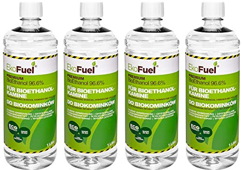 EKOFUEL (4 Litre) Premium Bioethanol Fuel – Bio Ethanol Liquid Fuel for Fires Pits, Fireplace | High Purity Clean Burning Bio Ethanol Fuel | Indoor & Outdoor Ethanol Fuel | Bioethanol Fuel Liquid