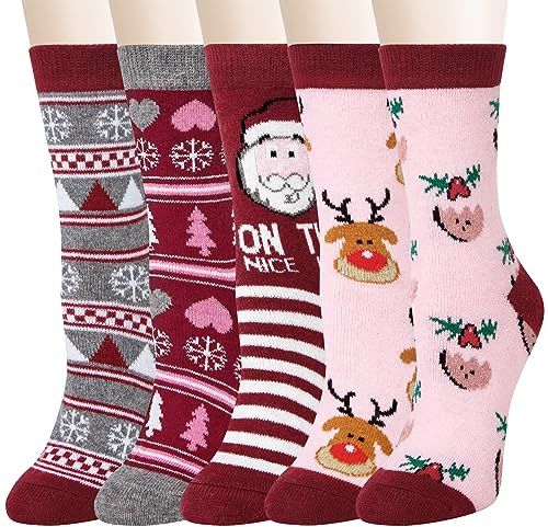 5paia Calze Termiche da Donna, Calzini Donna Vintage di Lana Invernali Traspirazione per Casuale