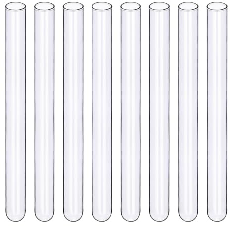 BorinGlass Tubos de ensayo de vidrio de borosilicato alto, 30 unidades, 20 x 200 mm, para laboratorio, experimentos científicos y almacenamiento