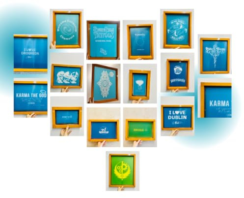 Custom Pre-burned Silk Screen Printing Frames: Screen with Design Ready to Print, Aluminum Frame (Print 13.8X17.7)