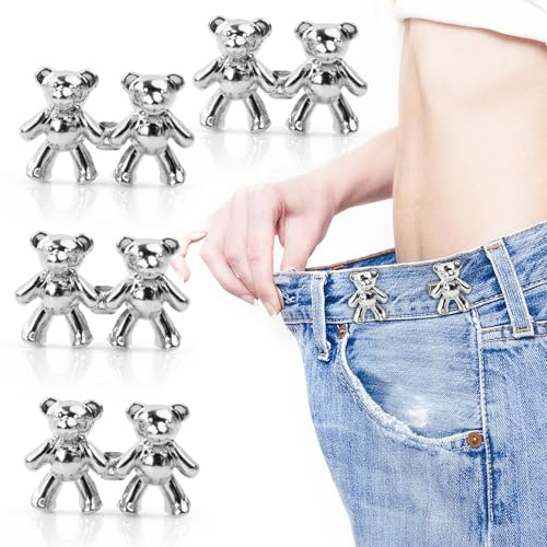 Dokeno 4 Pares de Botón de Cintura sin Costuras Metal Clips Ajustables para Pantalones y Jeans Sueltos