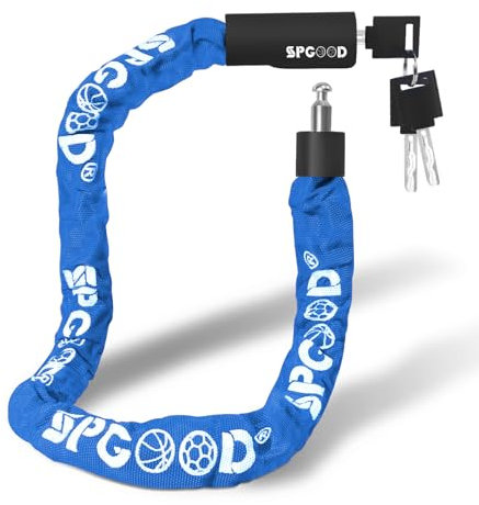 SPGOOD Fahrradschloss mit 3 Schlüssel,Anti-Diebstahl Fahrrad Kettenschloss 90CM,Hohe Sicherheit Fahradschloß mit Wasserdichter Abdeckung für Fahrrad/E-Bike/MTB/Motorrad/Lastenrad(Dunkelblau)