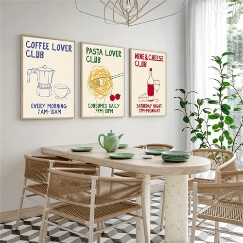 Uixxducc Set di 3 Poster da Parete Stampe Artistiche Immagini per Cucina Immagini Vintage per Soggiorno Decorazione per Cucina Estetica Decorazione per Cucina Immagini senza Cornice