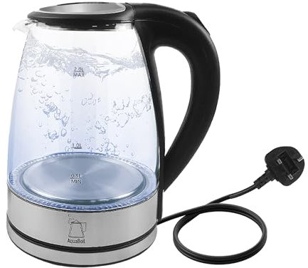 Horlywarm Electric Kettle 2.0L, 1500W Fast Boiling Stainless Steel Water Heater with Auto Shut-Off, Borosilicate Glass, 360° Swivel Base, Dry Burn Protection - Safe for Tea, Coffee, Cooking