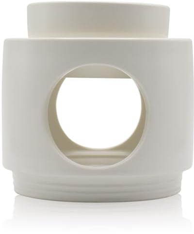 SYS Aromas Quemador de Aceites Esenciales de Cerámica Blanco Nordic – Lámpara Aromática y Difusor de Aromaterapia para Esencias y Ceras – Diseño Nórdico Minimalista para Decoración del Hogar