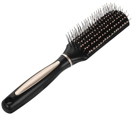 Operitacx Peigne de Massage du Cuir Chevelu Noir en Plastique, Petite Brosse à Cheveux Plate Anti-statique pour Hommes et Femmes, Favorise la Croissance des Cheveux