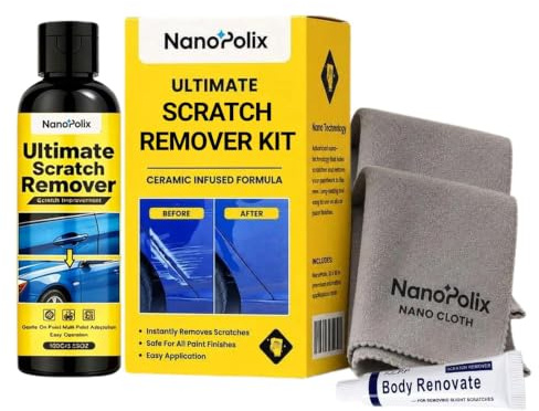 Nanopolix Scratch Remover Cloth 2 Pcs, Nano Car Scratch Remover Cloth kit | with Nanopolix cloth*2, Scratch remover and Car polish, Quick Scratch Repair, All-Paint Safe (1 Set)