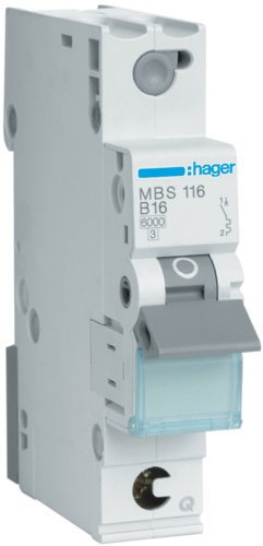 12x Hager (MBS.116) LS-Schalter 1Polig 6kA B-16A 1Modul QC