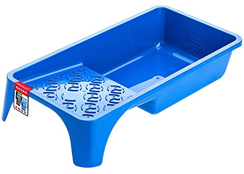 KADAX Farbwanne, Farbschale aus Kunststoff, Maler Lackierschale für Wandfarbe, Lackierwanne mit kleinem Griff, Malerzubehör, Lackwanne, Malerbedarf, Lackschale (1, blau)