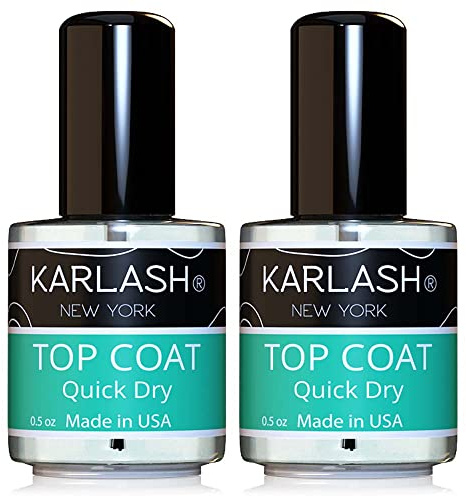 Karlash Quick Dry Fast Drying Super Shiny Nail Polish Top Coat 0.5 oz 15ml Made in USA (2 PIECES)
