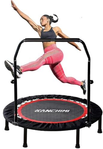 Kanchimi Mini trampolín Plegable de 48 Pulgadas para Ejercicio en Interiores con asa, Carga máxima de 330 Libras (Negro)