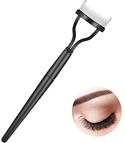SUSSURRO Brosse pour Cils Peigne à Cils Peigne et Brosse Cosmétique Semi-arc Peigne de Cils Durable de Séparateur de Cils en Acier (Noir)