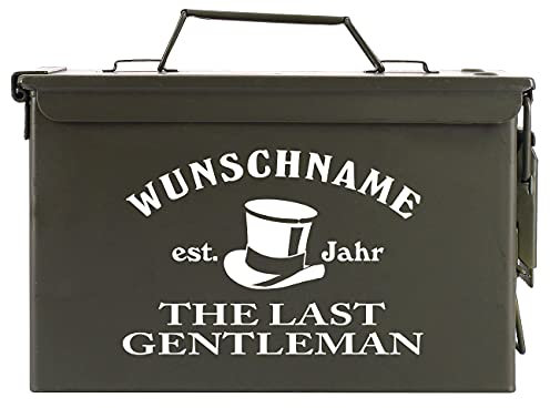 Herz & Heim® Originale Munitionskiste aus amerikanischem Gebrauch mit Aufdruck - Maße 30 x 19 x 15,5 cm Gentleman