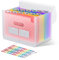 ThinkTex Accordian Aktenordner, 12 Fächer, erweiterbare Aktenordner, tragbarer monatlicher Rechnungsbeleg-Organizer, bunte Registerkarten, A4-Größe – Pink