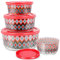 MASTERTOP Glass Food Storage Containers, Set of 4, Airtight Lunch Box, Storage Containers with Lid, BPA-Free Glass Containers for Home Party Meal Prep Red