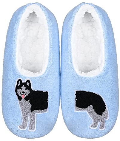 ZYZX Vuxen Fluffiga Slipperstrumpor/Vinter Fleece Foder Soffa Sula Hustofflor/Mysiga plysch Marinblå inomhusstrumpor med grepp/Husky