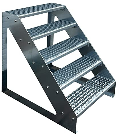 Kaminbau Mierzwa Premium trappa fristående, 5 steg (bredd 800 mm) (höjd 95 cm), väderbeständigt, rutnät, trädgårdstrappa
