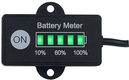 Yooreal 12V/24V Misuratore di capacità e indicatore del livello di carburante della batteria impermeabile IP65 per piombo-acido batteria alimentata Golf Car Travel Trailer Carrelli