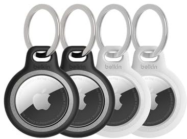 Belkin Apple AirTag - Support réfléchissant sécurisé avec Porte-clés, Porte-clés AirTag, Accessoires pour Porte-clés AirTag, étui réfléchissant et résistant aux Rayures avec Bords surélevés,